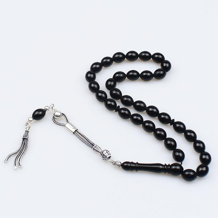 Orta Boy Beyzi Model Sade Oltu Taşı Tesbih