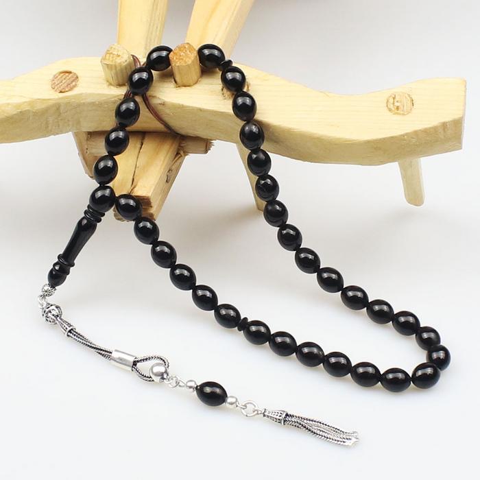 Orta Boy Beyzi Model Sade Oltu Taşı Tesbih