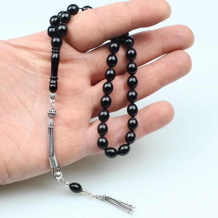 Orta Boy Beyzi Model Sade Oltu Taşı Tesbih