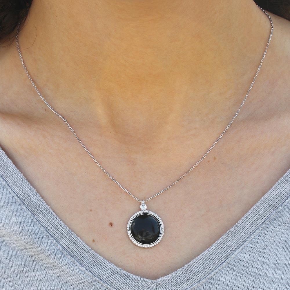 925 K Silver Women's on Oltu Stone Necklace