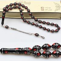 Özel Kırmızı  Mineli  Beyzi  Model Oltu Taşı Tesbih