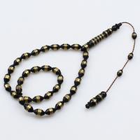 Pirinç Sarma İşlemeli Siyah Kuka Tesbih