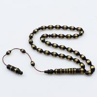 Pirinç Sarma İşlemeli Siyah Kuka Tesbih