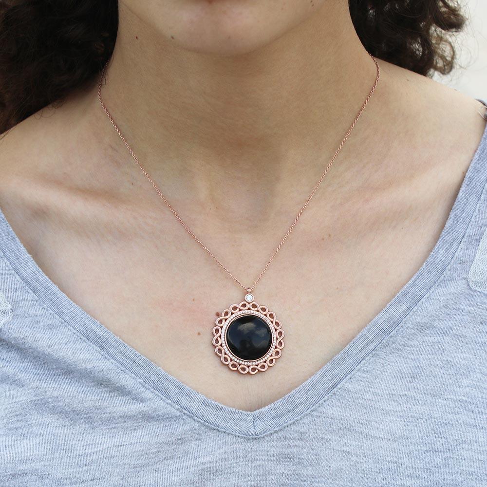 925 K Silver Women's on Oltu Stone Necklace