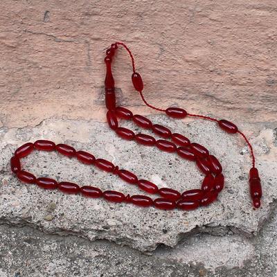 Sistemli Kırmızı Kapsül  Ateş Kehribar Tesbih