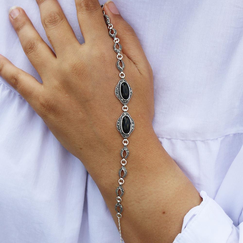 925 K Silver Women's on Oltu Stone Bracelet