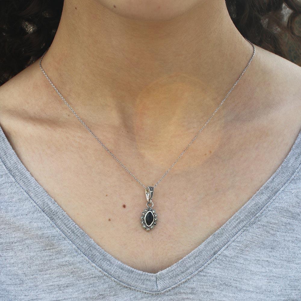 925 K Silver Women's on Oltu Stone Necklace