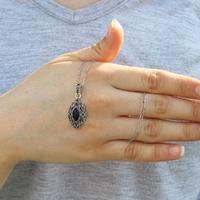 Zarif Model Gümüş Ve Oltu Taşlı Kolye