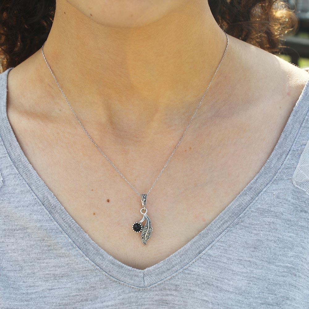 925 K Silver Women's on Oltu Stone Necklace