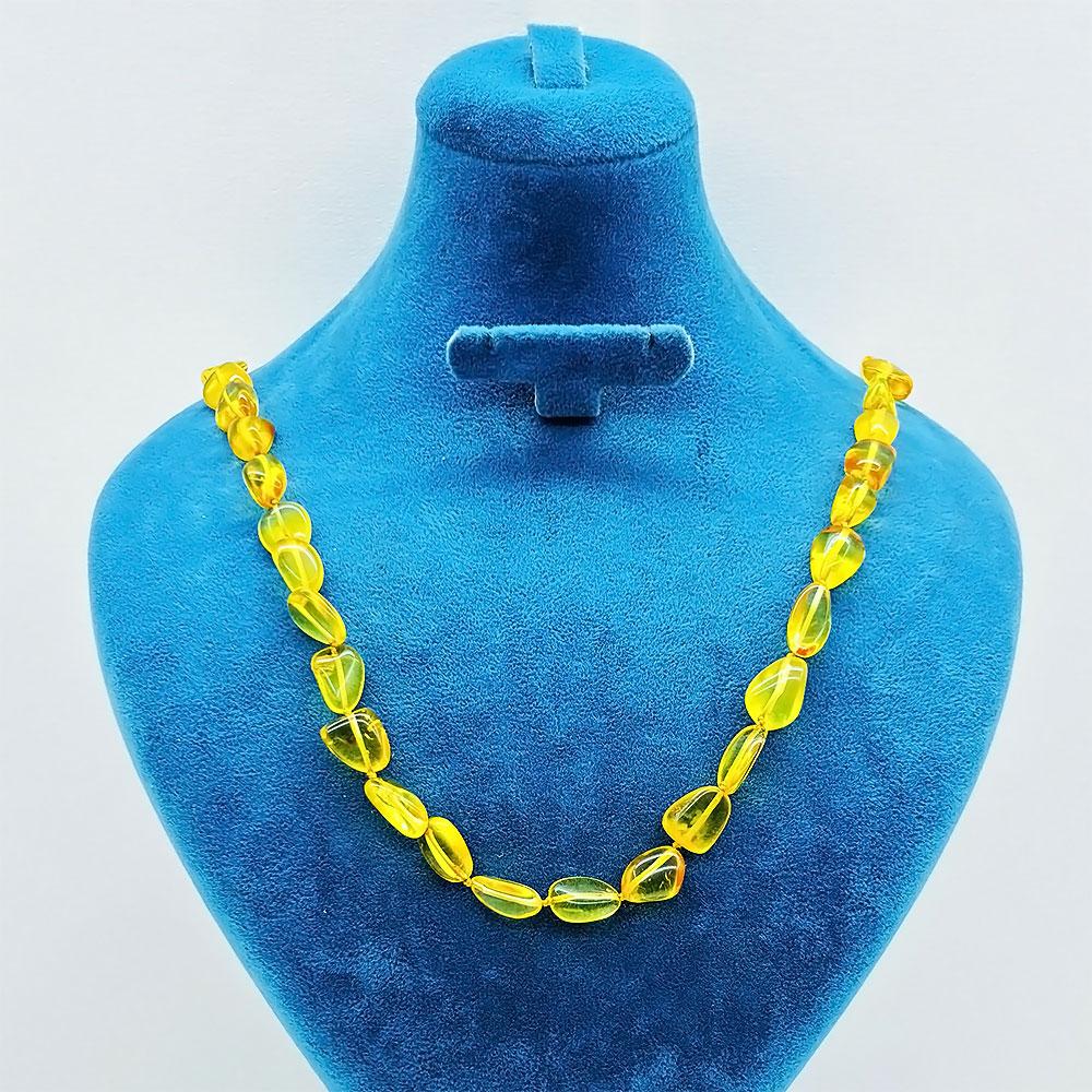 Light Yellow Renkte Certified Yetişkin Drop Amber Necklace