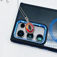 Akik ve Oltu Taşı İşçilikli 925 Ayar Gümüş Kolye