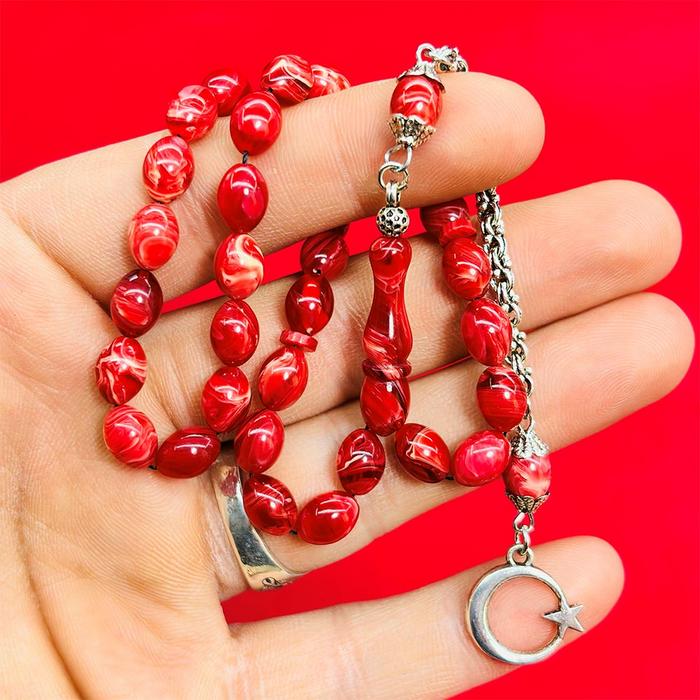 Bol Hareli Mini Sıkma Ateş Kehribar Tesbih