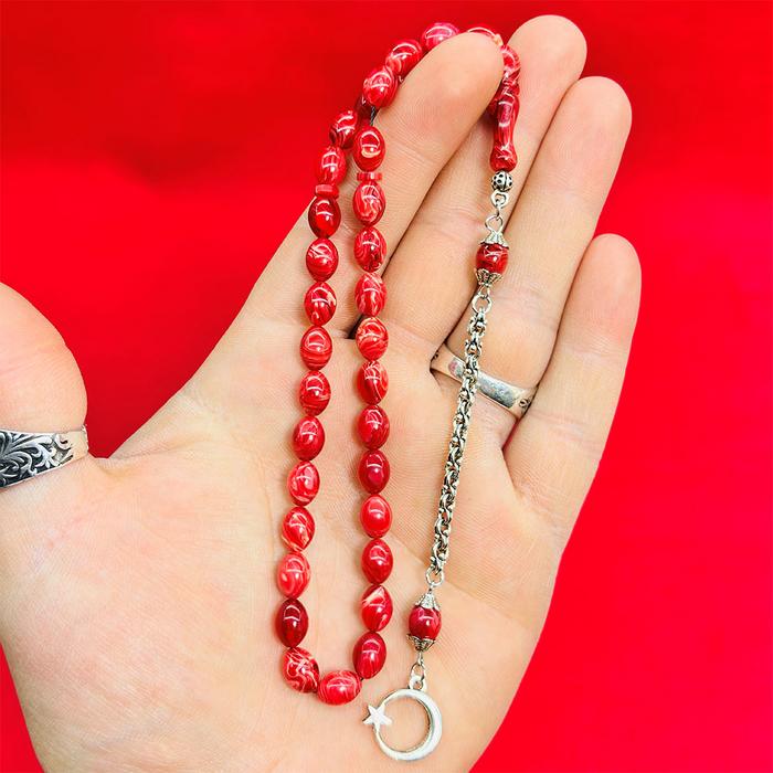 Bol Hareli Mini Sıkma Ateş Kehribar Tesbih