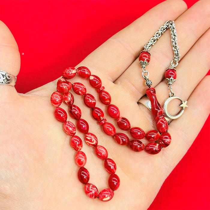 Bol Hareli Mini Sıkma Ateş Kehribar Tesbih