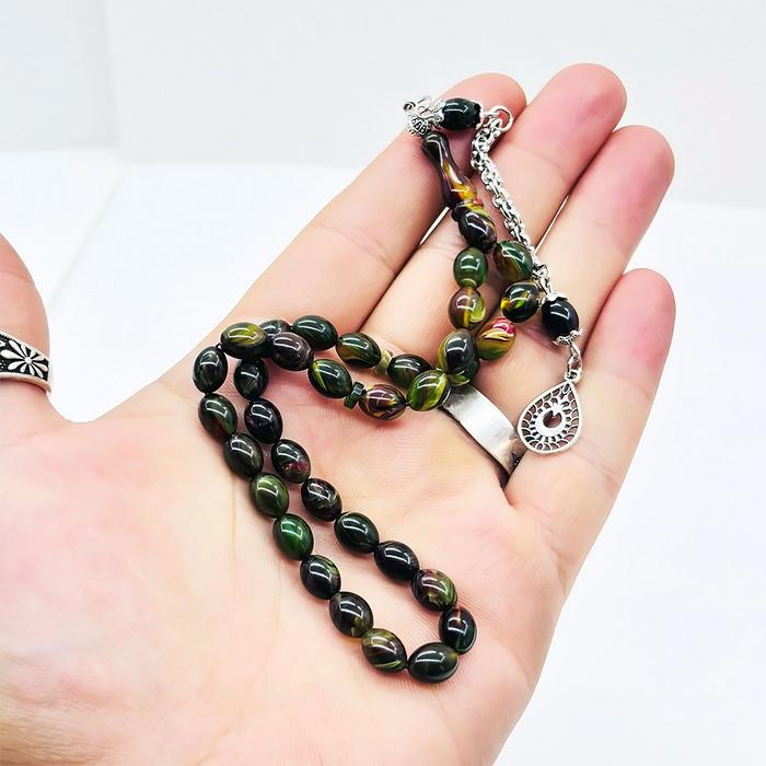 Bol Hareli Sıkma Ateş Kehribar Tesbih