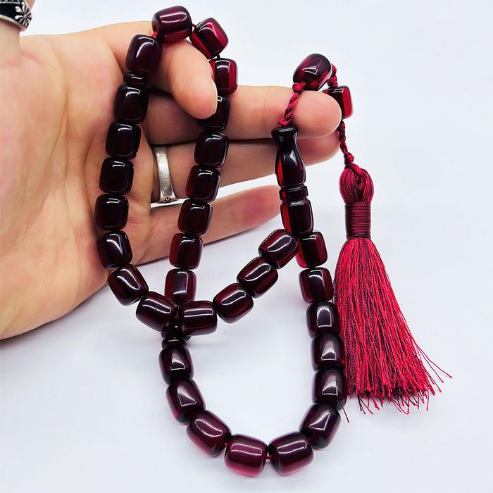 Büyük Boy Eskitme Ateş Sıkma Kehribar Tesbih