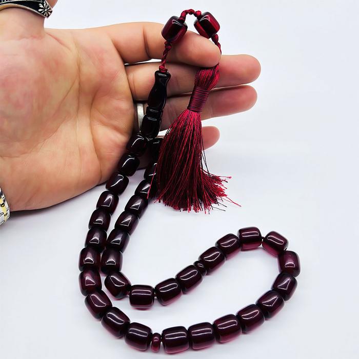 Büyük Boy Eskitme Ateş Sıkma Kehribar Tesbih