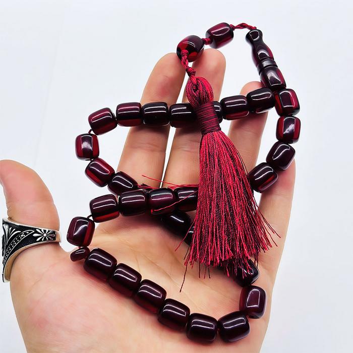 Büyük Boy Eskitme Ateş Sıkma Kehribar Tesbih