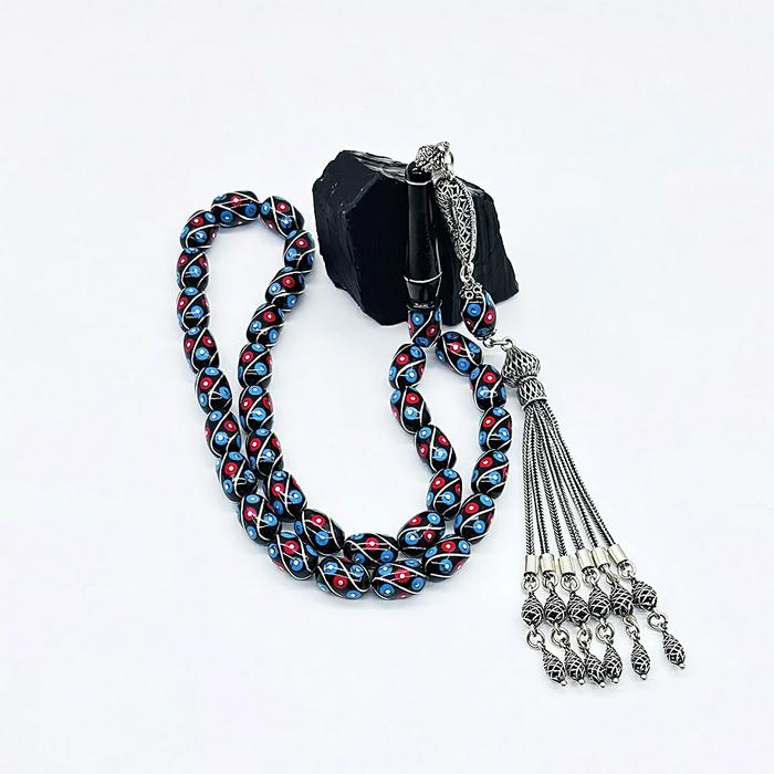 Çeşm-i Bülbül İşlemeli Erzurum Oltu Taşı Tesbih