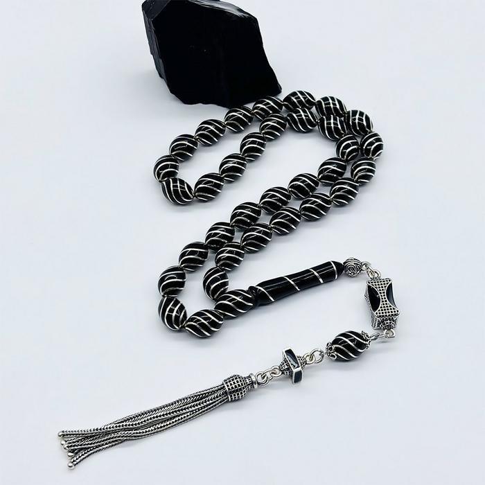 Çeşmi Bülbül İşlemeli Erzurum Oltu Taşı Tesbih