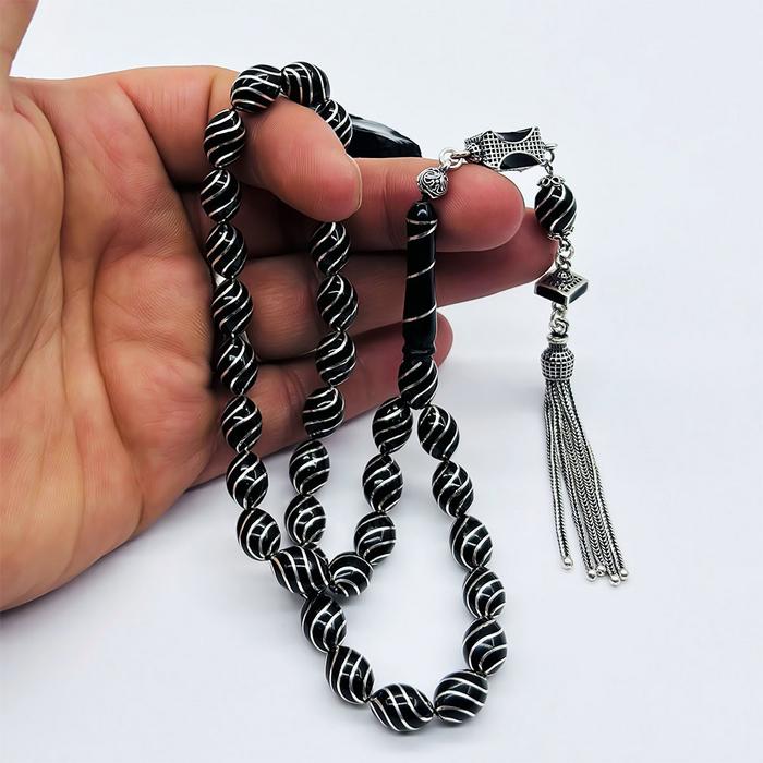 Çeşmi Bülbül İşlemeli Erzurum Oltu Taşı Tesbih