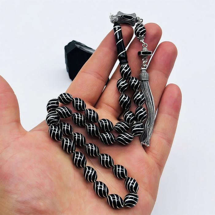 Çeşmi Bülbül İşlemeli Erzurum Oltu Taşı Tesbih