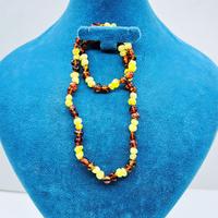 Çift Renk Orijinal Damla Kehribar Bebek Kolye 