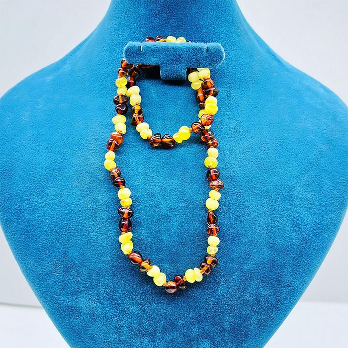 Çift Renk Orijinal Damla Kehribar Bebek Kolye 