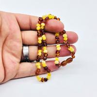 Çift Renk Orijinal Damla Kehribar Bebek Kolye 