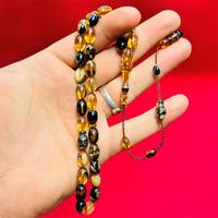 Çift Renkli Sıkma Ateş Kehribar Tesbih