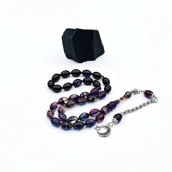 Çoklu Renk Hareli Sıkma Ateş Kehribar Tesbih