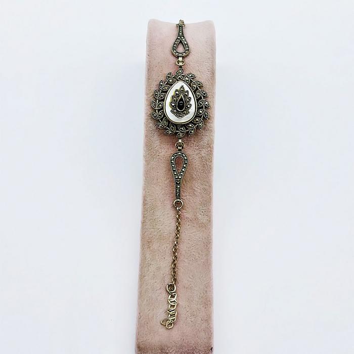 Damla Model 925 Ayar Gümüş Sedef ve Oltu taşı Bileklik 