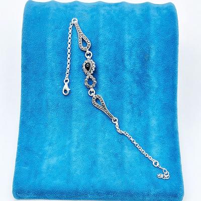 Damla Model Oltu Taşı İşçilikli 925 Ayar Gümüş Bileklik