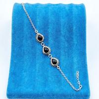 Damla Model Zirkon Oltu Taşı İşçilikli 925 Ayar Gümüş Bileklik