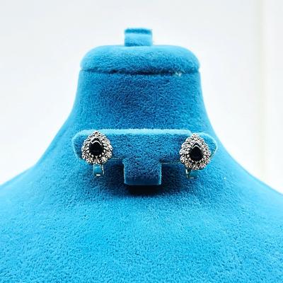 Damla Model Zirkon ve Oltu Taşı Tasarım 925 Ayar Gümüş Küpe