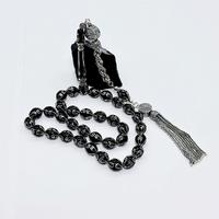 Göz Yaşı Damlası Model Gümüş İşlemeli Erzurum Oltu Taşı Tesbih