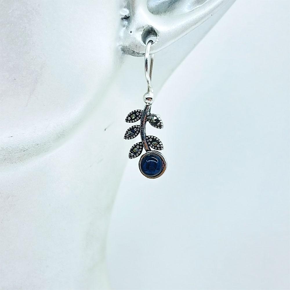Rose Oltu Stone Crafted 925 K Silver Earrings