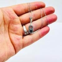 Gül Model Oltu Taşı İşçilikli 925 Ayar Gümüş Kolye