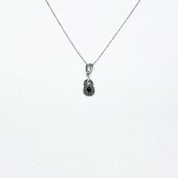 Gül Model Oltu Taşı İşçilikli 925 Ayar Gümüş Kolye