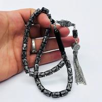 Gümüş İşlemeli Kesme Model Erzurum Oltu Taşı Tesbih