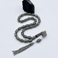 Gümüş Karpuz Dilimi İşlemeli Erzurum Oltu Taşı Tesbih