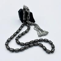 Gümüş Zincir Model İşlemeli Erzurum Oltu Taşı Tesbih