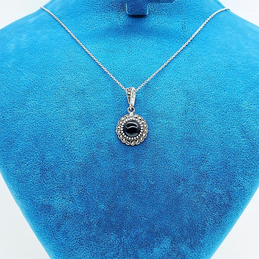 Sun Oltu Stone Crafted 925 K Silver Necklace