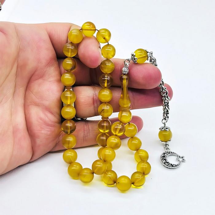 Hareli Misket Kesim Sıkma Ateş Kehribar Tesbih