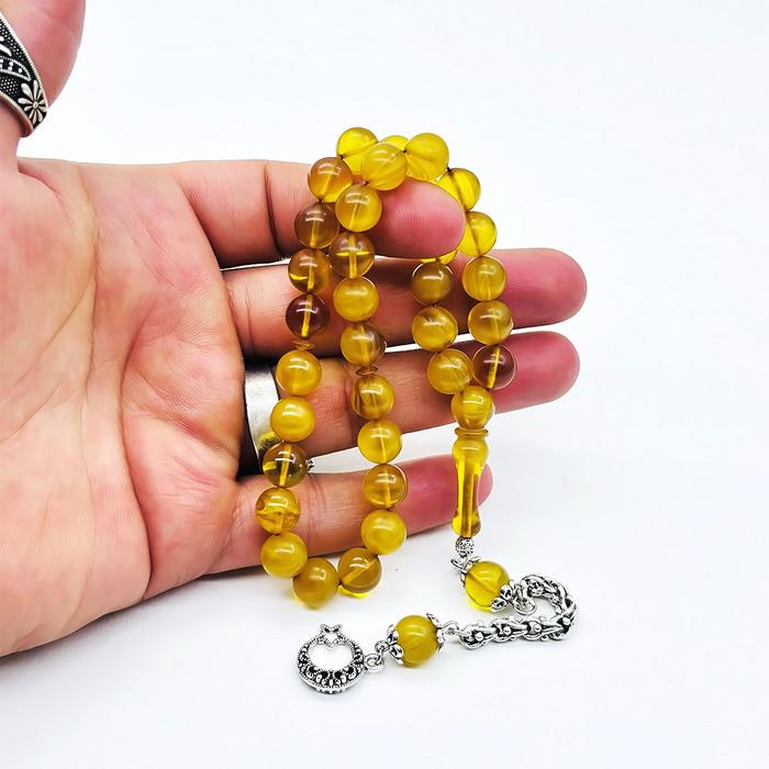 Hareli Misket Kesim Sıkma Ateş Kehribar Tesbih