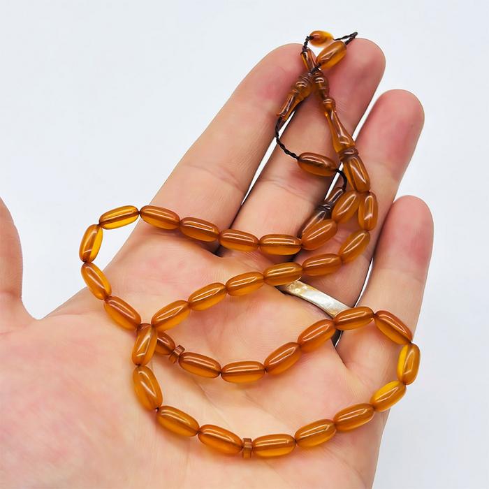 İnce Kapsül Kesim Sıkma Ateş Kehribar Tesbih