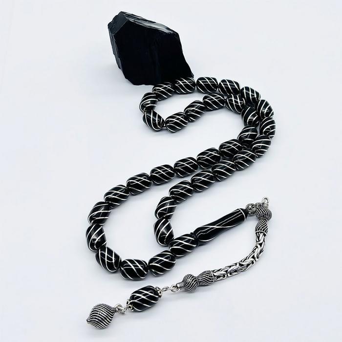 Kapsül Kesim Çeşmi Bülbül İşlemeli Erzurum Oltu Taşı Tesbih