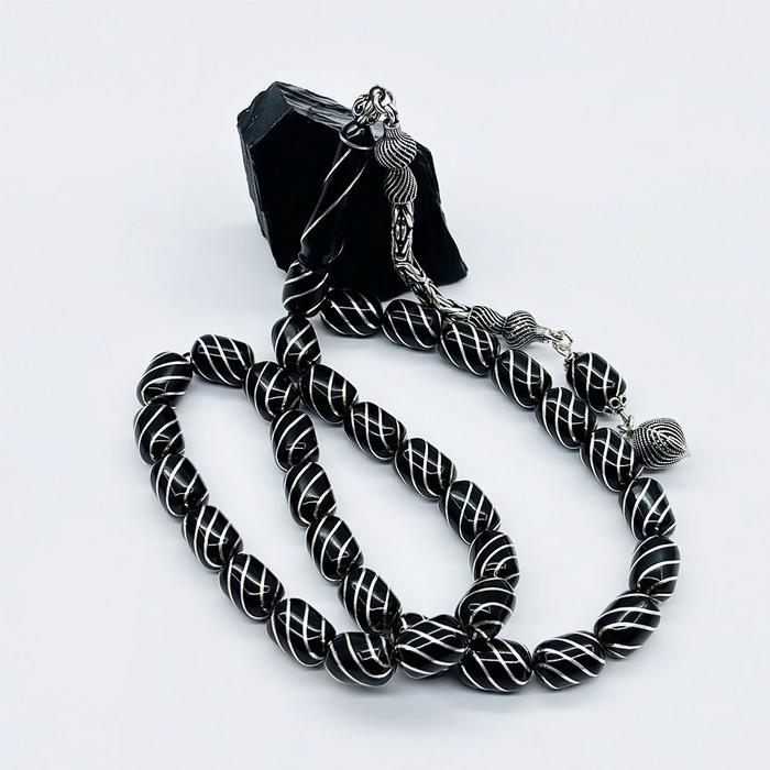 Kapsül Kesim Çeşmi Bülbül İşlemeli Erzurum Oltu Taşı Tesbih