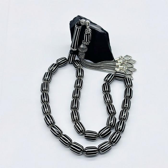 Kapsül Kesim Karpuz Dilimi İşlemeli Erzurum Oltu Taşı Tesbih