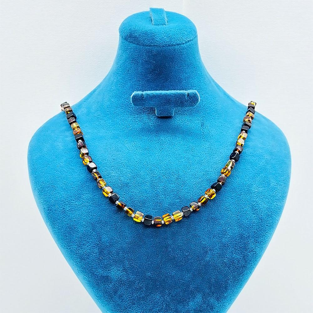 Square Yetişkin Drop Amber Necklace